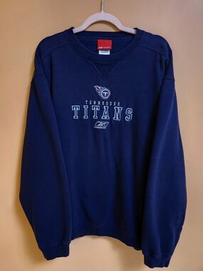 Vintage Y2K Tennessee Titans Reebok Crewneck Sweatshirt Navy Blue Large NFL